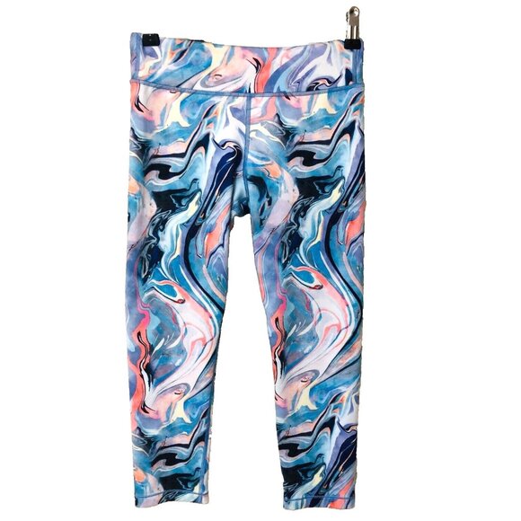 Athleta Other - Athleta Girl High Rise Chit Chat Capri Leggings Girls XL 14 Abstract Tie Dye